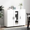 High Gloss White Wooden Cabinet 88.5 X 30.5 X 73 Cm Particleboard