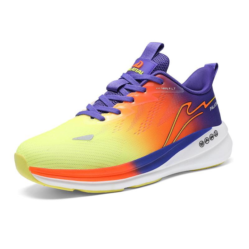 Green and Colorful Men's and Women's Marathon Running Shoes, Lightweight and Fashionable Outdoor Running Shoes for Teenagers