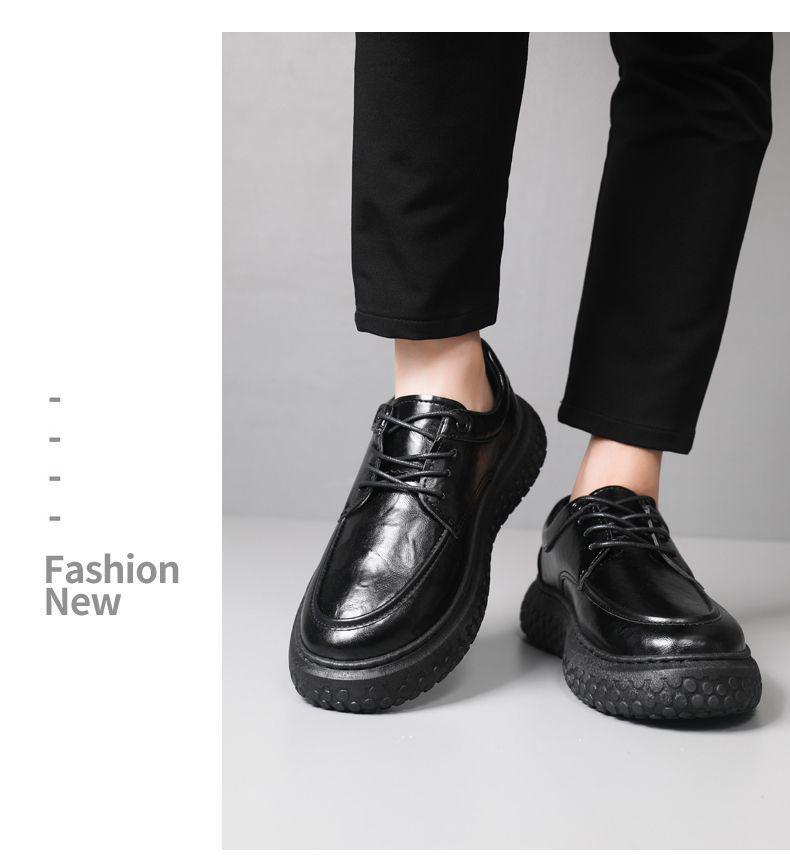 Men's 2025 Retro Trend Thick Sole Height-Increasing Leather Loafers - Black/Brown