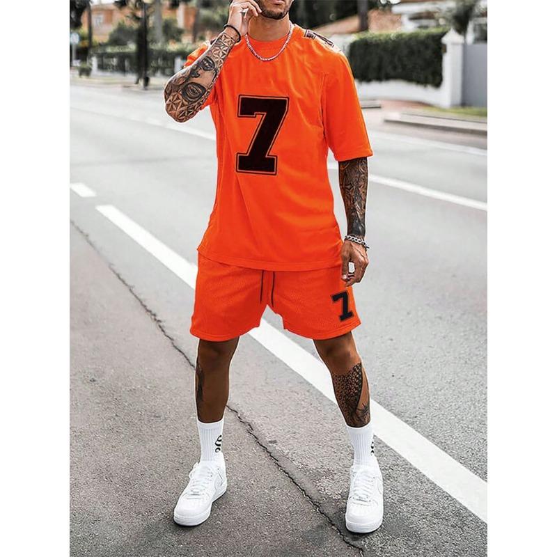23 Prints Mens 2Pcs Casual Outfit Trendy Short Sleeve T-Shirt Quick-Dry Shorts Set For Stylish Summer Workouts Athleisure Wear
