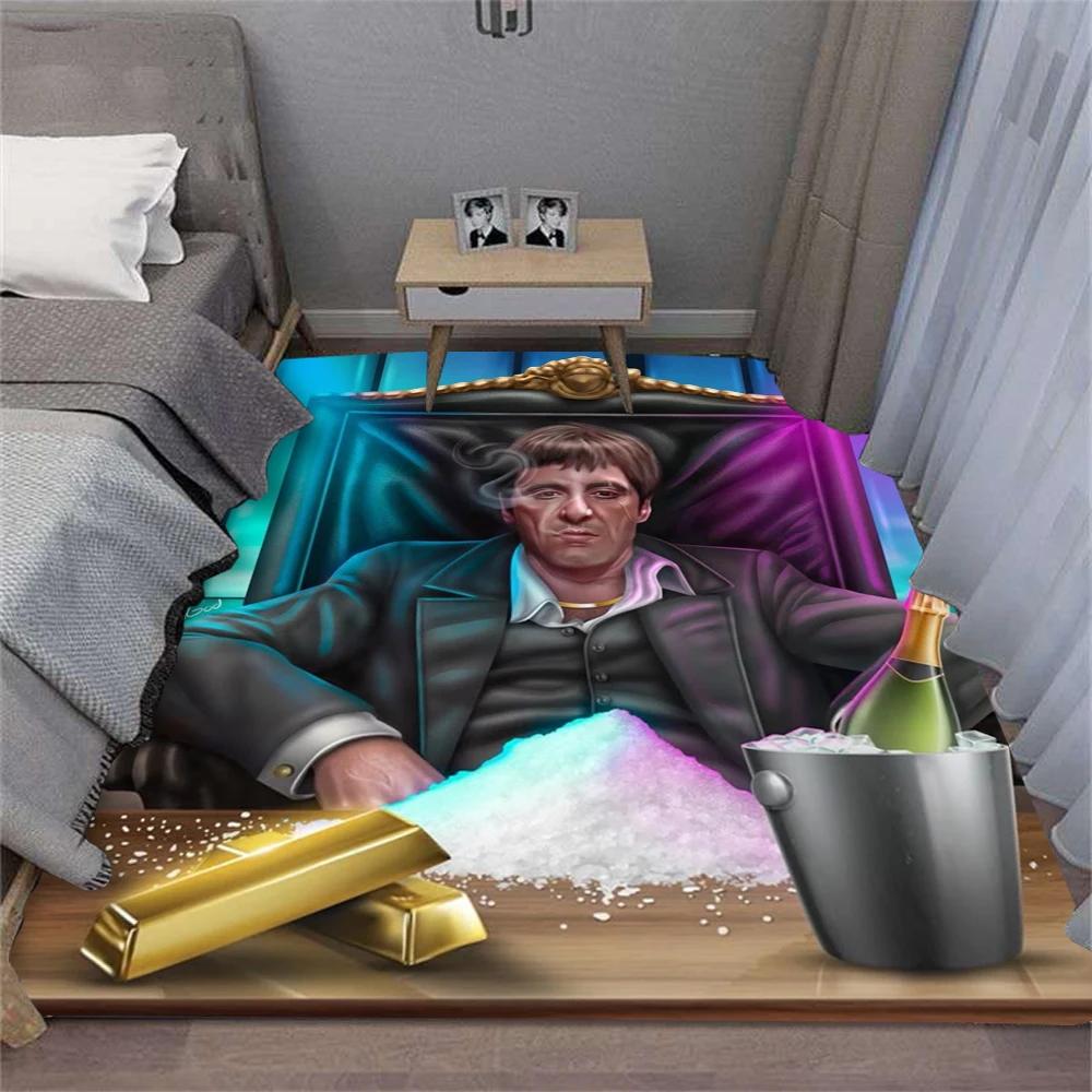 ELedvb Scarface Tony Printed Carpet for Home Living Room Decor Bedroom Sofa Floor Decorative Rugs Washable Area Mat Large Size