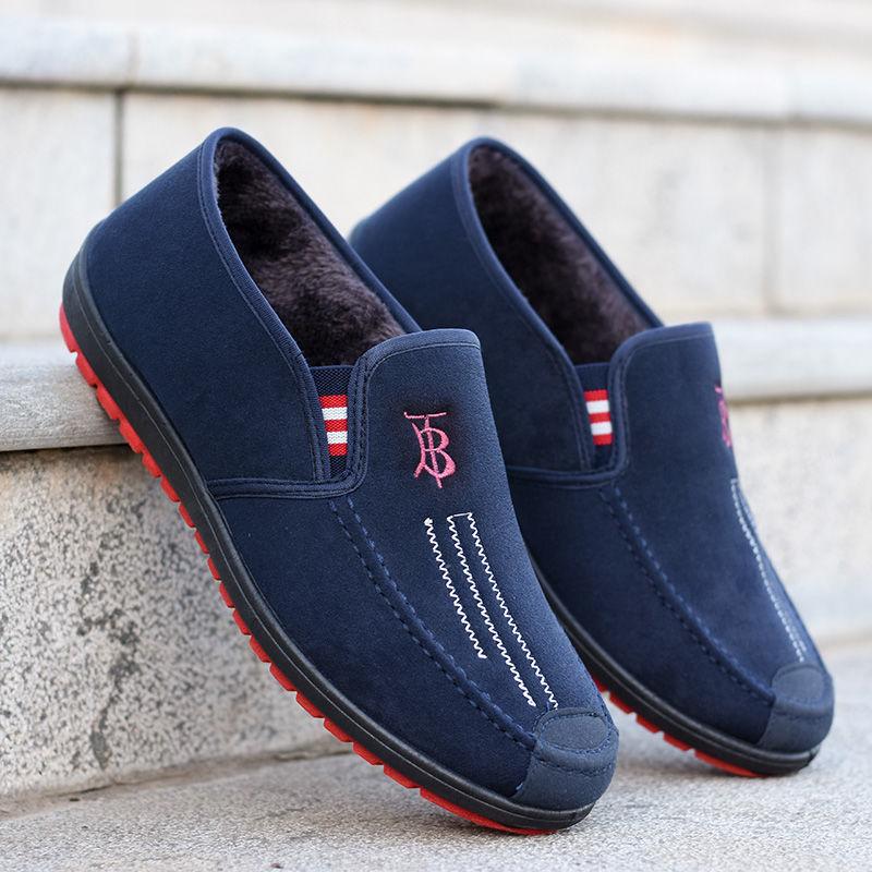 

Мужские хлопковые туфли, новые бархатные термохлопковые туфли на осень и зиму, мужские туфли-лоферы, которые надеваются одним движением. 39