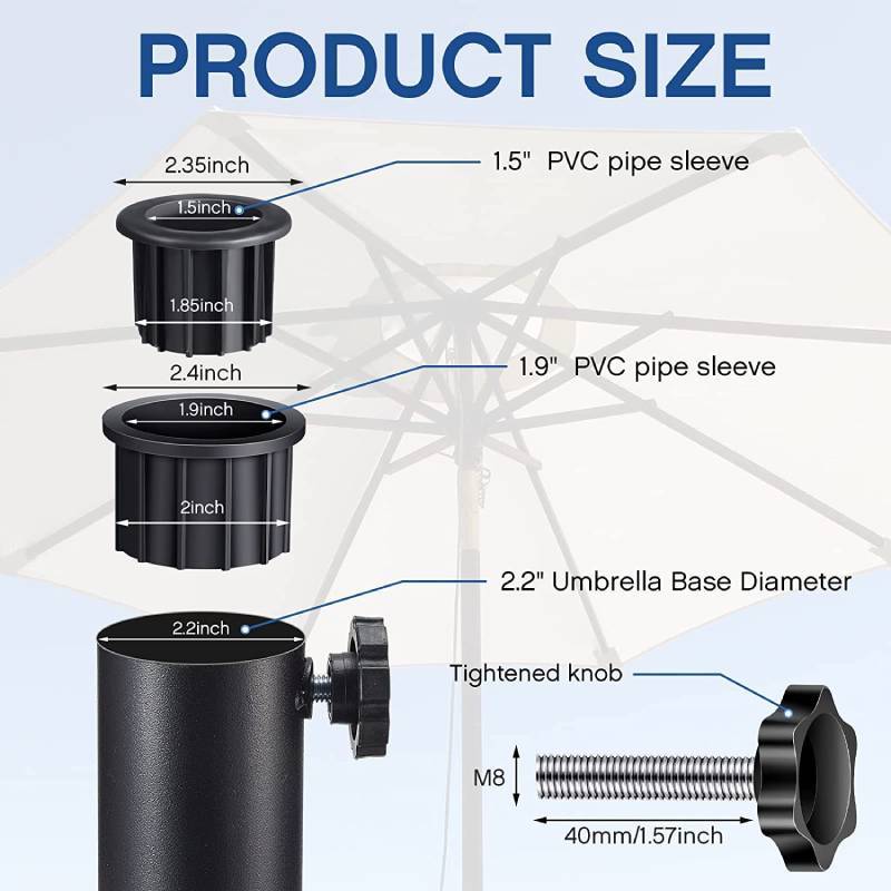 Plastic Umbrella Base Adapter With Screw Fixing For Solar Umbrella Stand And Support Pole