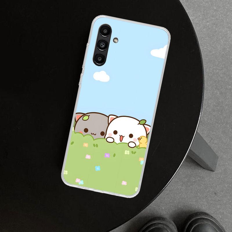 Cute Peach Goma Cat Phone Case Cover for Samsung Galaxy A17 A16 A26 A36 A56 A57 A37 A15 A25 A35 A55 A14 A24 A34 A54 A13 A23 A33