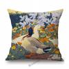 Flower Birds Peacock Floral Oil Painting Parrot Home Decoration Cotton Linen Sofa Throw Pillow Case Beautiful Cushion Cover Case