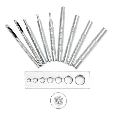 11 Pieces Die Punch Snap Kit Practical Punch Buttons Set with Base Pressing Stud for Punch Hole and Install Rivet Button