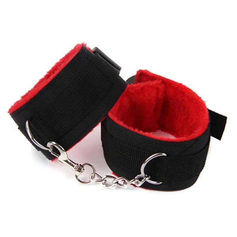 Adjustable Bdsm Sexy Prop Plush Handcuffs Foot Cuffs Bondage Slave Exotic Accessories Sex Toys for Couples Adults Sexy Games