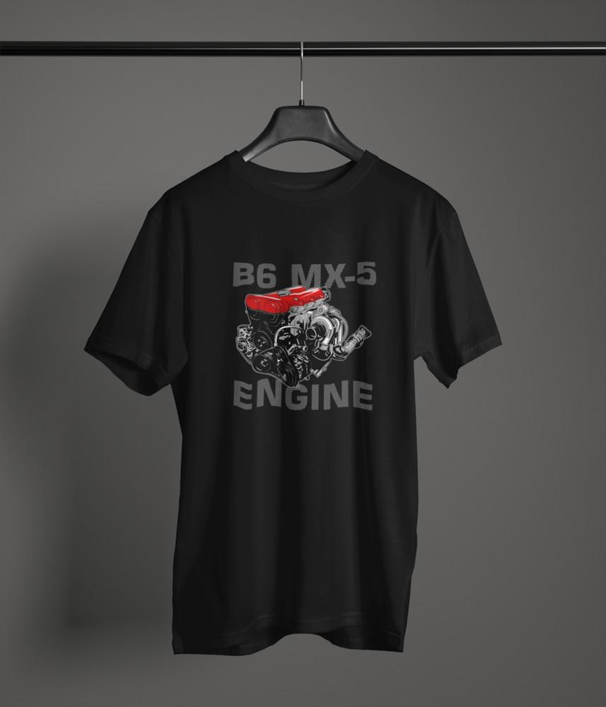 

B6 MX‑5 Fan Art T‑Shirt 100% Cotton Miata Roadster JDM Engine Graphic Tee 3XL