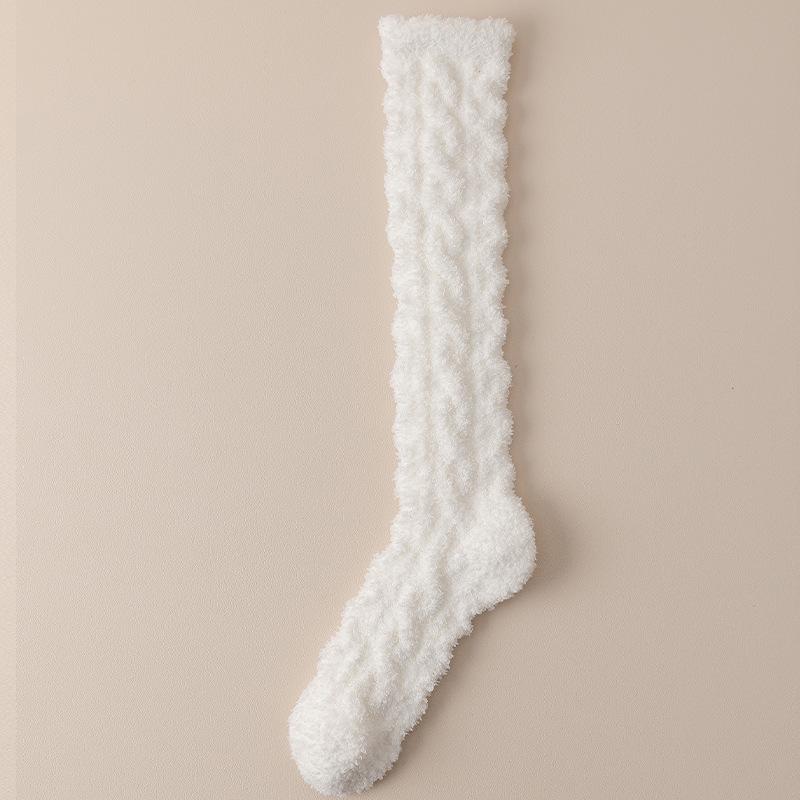 Women's Coral Fleece Knee-High Warm Socks - Velvet Lined, Non-Shedding, Thick for Autumn & Winter