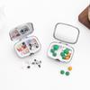 Portable Pill Box with 2 Compartments, Mini Metal Medicine Organizer Case, Cute Printed Pill Container for Vitamins, Pills, Jewelry, Travel, Daily Use