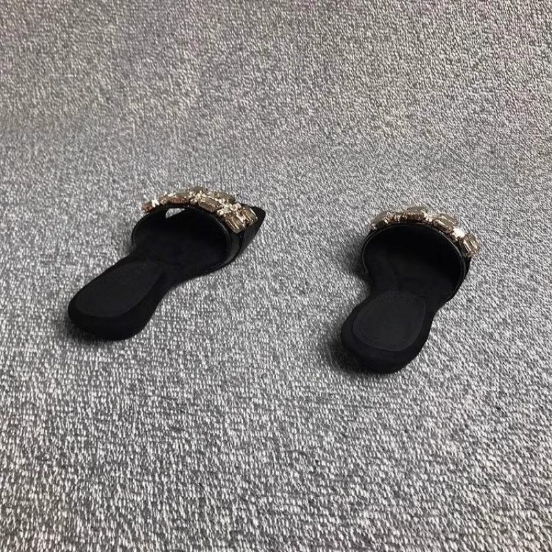 Kamínkové pantofle Léto Nové Čtvercová špička Otevřená špička Kamínková přezka Měkká podrážka Protiskluzové Odolné proti opotřebení Baleríny