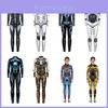 Sexy Roboter Rüstungsdruck Halloween Cosplay Slim Fit Jumpsuit Bodysuit Kostüm