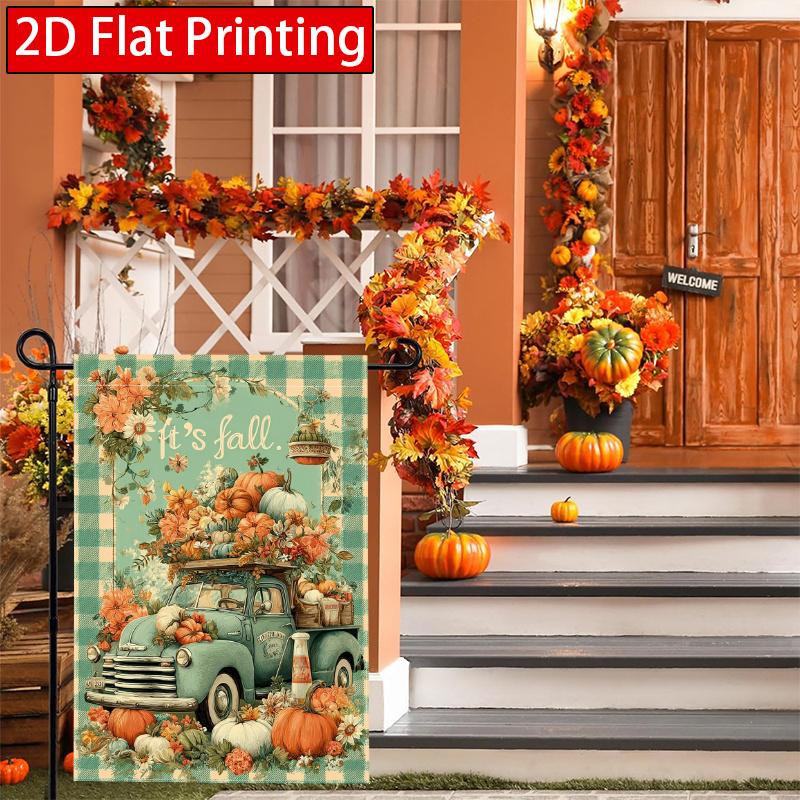 2D Flat - 2D Flat - 2D Flat Thanksgiving Pumpkin Truck Garden Flag 3-28X40 Inch Outdoor Garden Flag Double-Sided Home Decoration Courtyard Decoration
