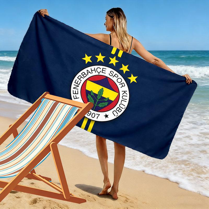 Fenerbahce Print Strandtuch, Großes Weiches Schnelltrocknendes Handtuch für Strand Camping Schwimmen