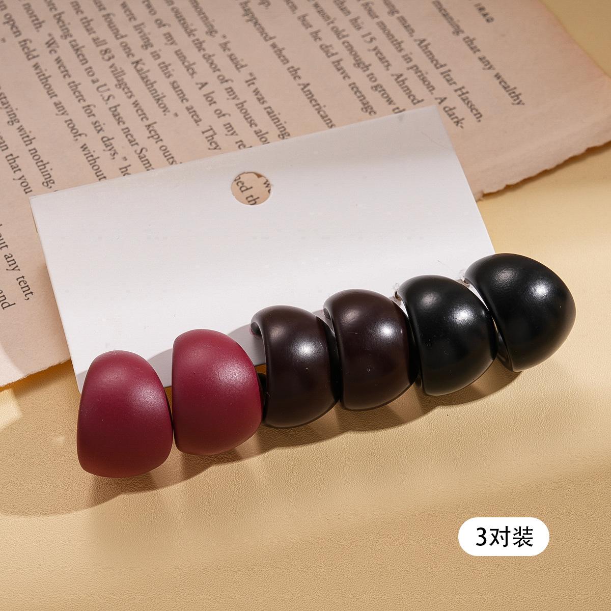 Шесть пар ретро акриловых круглых серебряных гвоздиков в форме буквы С простые геометрические серьги