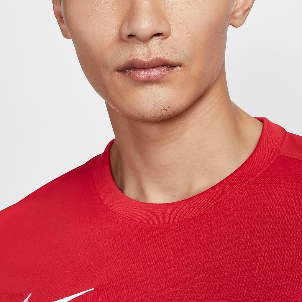 Nike Solid Color Simple Print Small Logo Quick-Dry Breathable Football Crew Neck Short Sleeve T-Shirt Men Tops University-Red HF0524-657