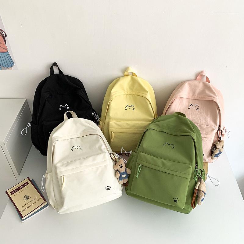 Schoolbag Korean Version Simple Solid Color Backpack High Value Large Capacity Personalized Versatile Bag Schoolbag Lightweight Breathable