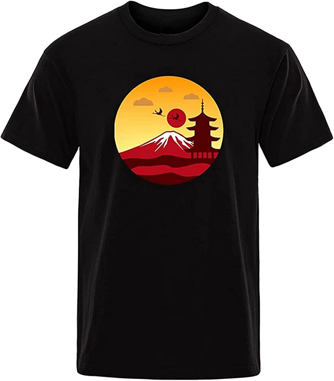 Men s Fuji Volcano Pattern T Shirt Black Graphic Unisex Tee Shirt Black XL