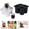 1Pc Silicone Four Hole Ice Cube Mold Press Ice Block Maker Creative Round Cup Shape Ice Molds for Whiskey Beer Bar Kitchen Tools