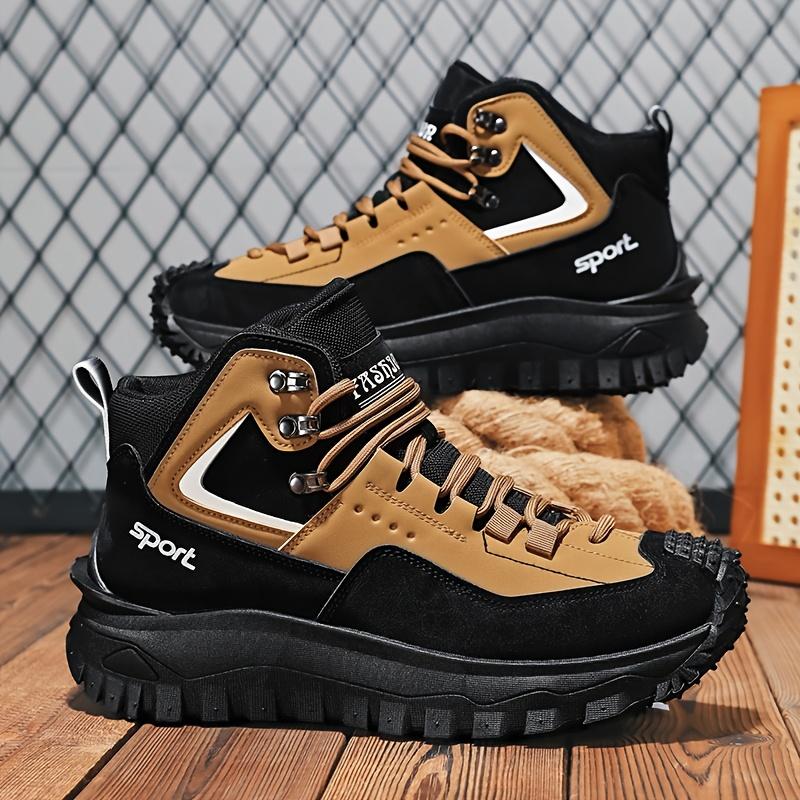 Men'S Stylish Black & Golden Low-Top Sneakers - Durable, Non-Slip PVC Sole, Lace-Up Casual Shoes for Hiking, Running & Casual Attire, Hiking Footwear