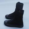 Side Zipper Inner Height-increasing Canvas Shoes Women's 2025 Spring and Autumn New Versatile All-black High-top Shoes Canvas Short Boots