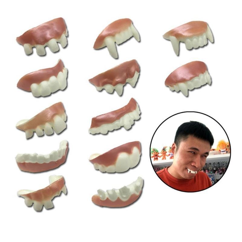 8/10/12Pcs Halloween Teeth  for Cosplay Party, Funny Gag Teeth Halloween Dentures Set for Adult Halloween Masquerade