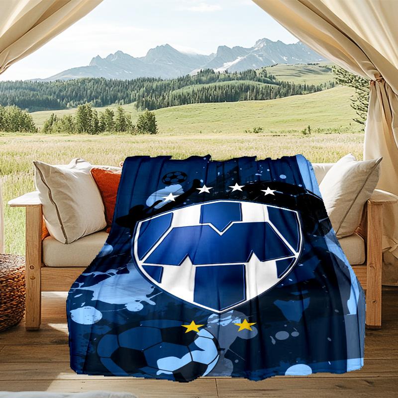 1PC C.F.Monterrey Football Crest Art Printed Soft Flannel Blanket Throw for Adult Bedroom Living Room Sofa Camping Travel Fan Gifts Christmas Gifts