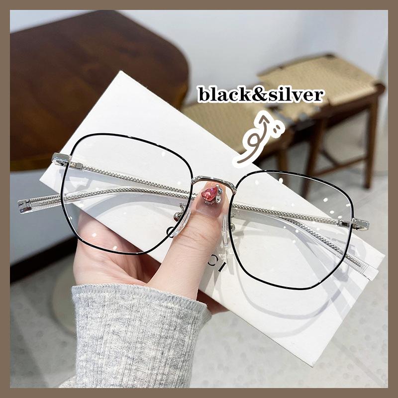 

Модные очки с защитой от синего света, простые квадратные очки для близорукости, женские очки против усталости и радиации, компьютерные очки 0 ~-6,0 -4.5 чёрный/серебряный