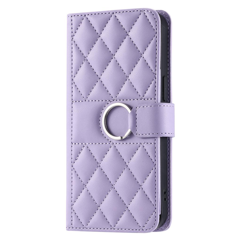 Applicable to iPhone16E multi-functional leather case 17Pro new rhombus small fragrant style card wallet diagonal span portable rope