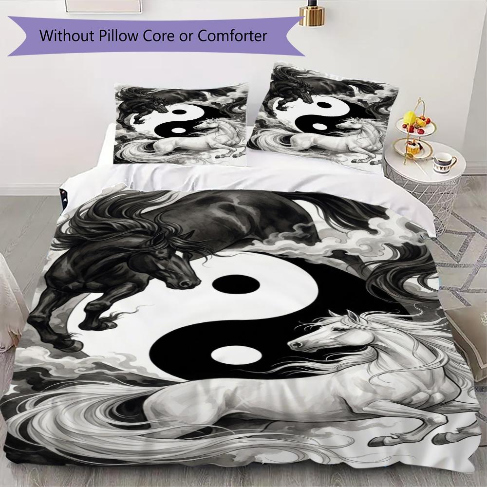Tai Chi Animals Pattern Bedding uilt Set uilt Cover Pillowcase Home Decoration Birthday Gift (1 * duvet cover + 2 * pillowcase  without core)106