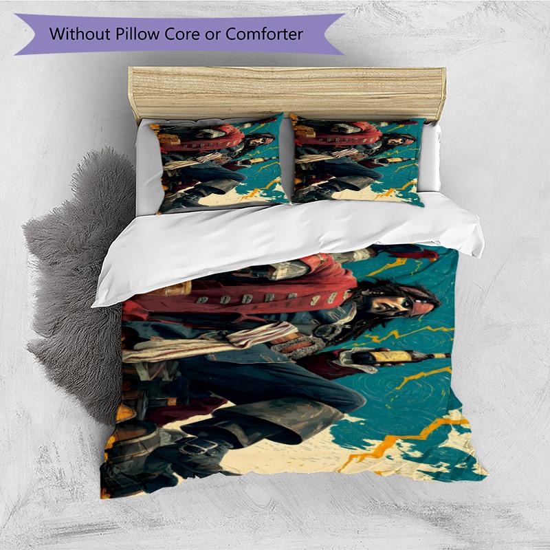 3pcs Duvet Cover Set (1*Duvet Cover + 2*Pillowcase, Without Core), Captain Jack Sparrow Print Bedding Set, Bedroom Decor, All‑Season, Gift