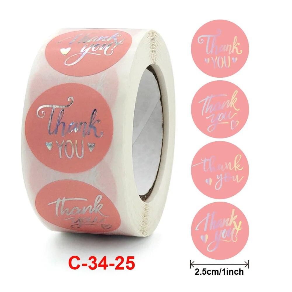 500Pcs 1inch Thank You Stickers For Envelope Sealing Labels Stationery Supplies Handmade Wedding Gift Decoration Sticker New