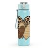 1PC Leopard Texture Twin Hearts 750ml Color Plastic Sports Water Bottle Leakproof Flip Straw Lid For Sports Office Home Use
