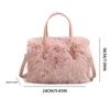 Women Faux Fur Shoulder Bag Fluffy Crossbody Bag Adjustable Strap Mini Tote Bag Solid Satchel Purse for Travel Party