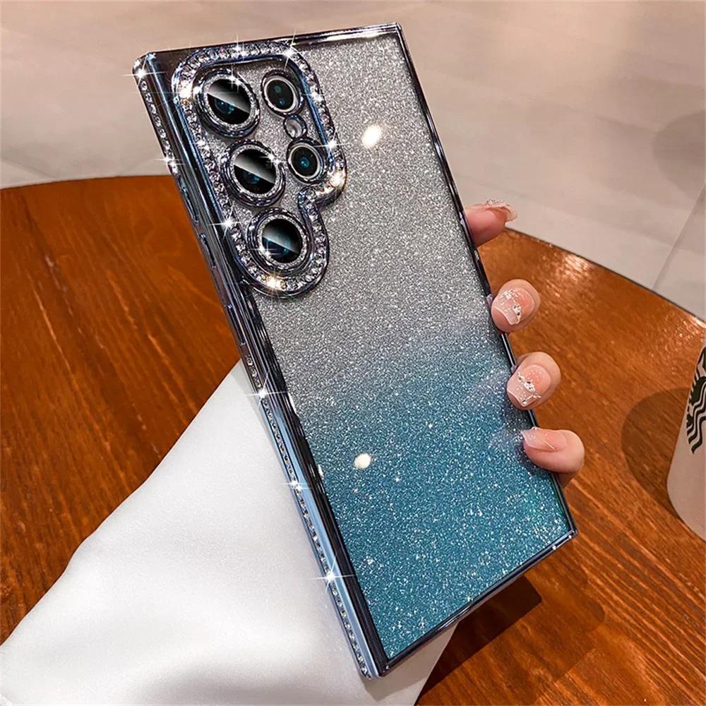 Luxury Glitter Rhinestone Case For Samsung Galaxy S26 S25 S24 S23 S22 Ultra Plus Bling Crystal Clear Plating Shockproof Cover