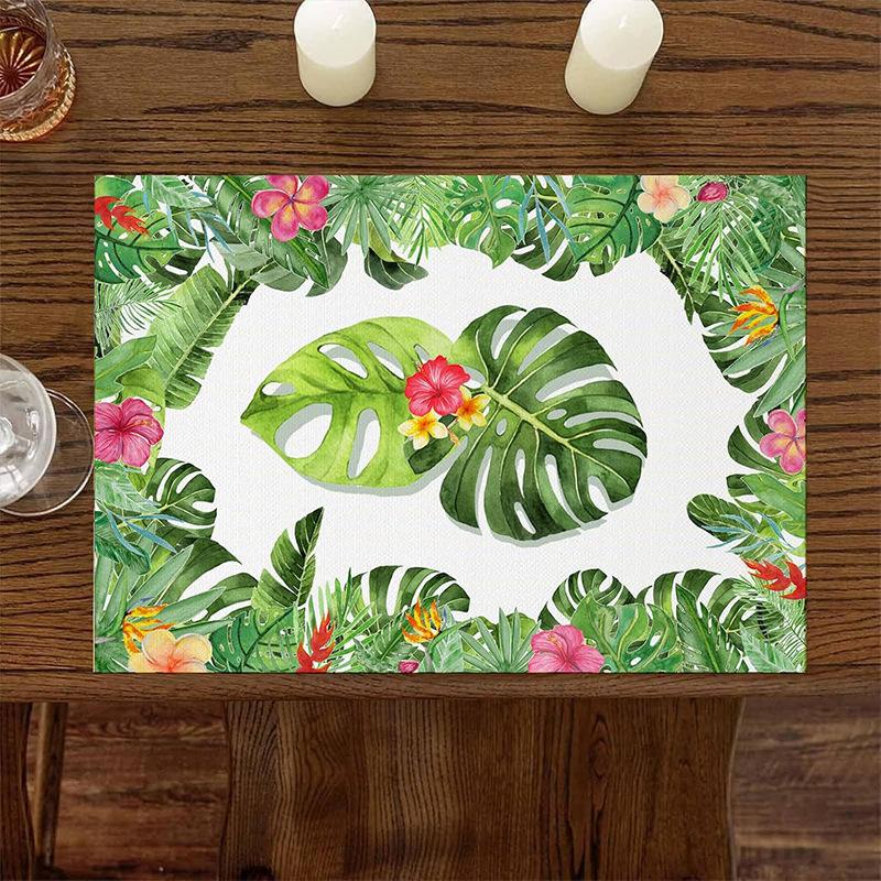 Tapis de table whimsy de jardin en coton et lin lavable illustration délicate tapis de table décoratif 4PC-32X42cm