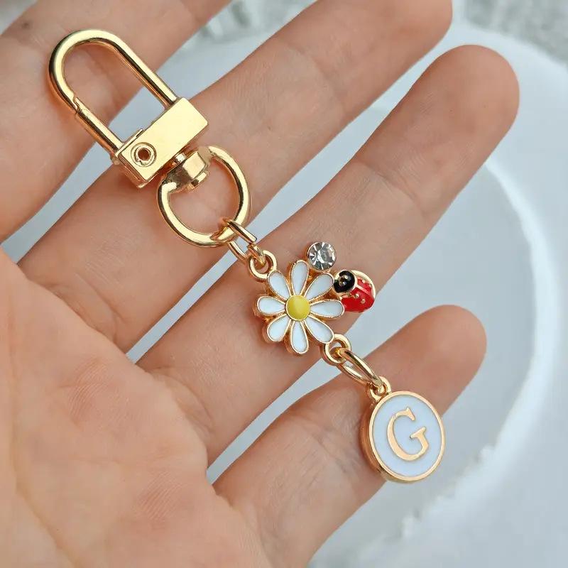 Ladybug A-Z Alphabet Pendants Keyring Initials 26 Letters Keychains Handbag Ornaments Diy Girls Kids Jewelry Gifts