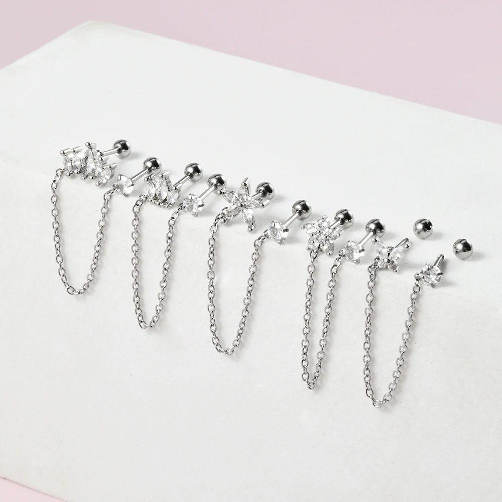 Steel Piercing Earring Zircon Helix Piercing Fashion Tragus Piercing Gift