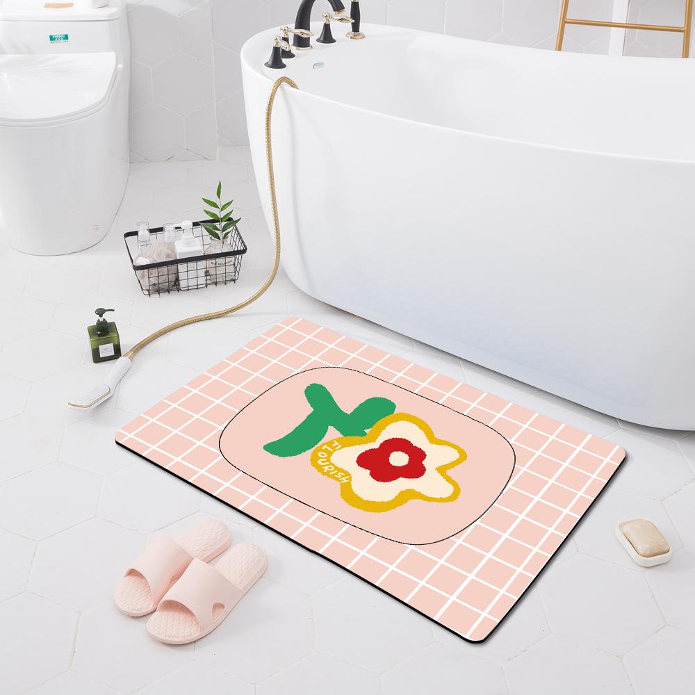 Bathroom Absorbent Non-Slip Mat, Technical Velvet, Bathroom Foot Mat, Door Kitchen Floor Mat