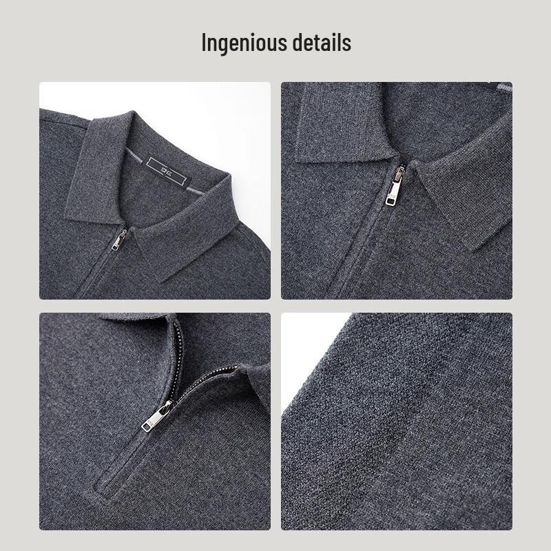 EMZ Herren Business Woll-Polopullover