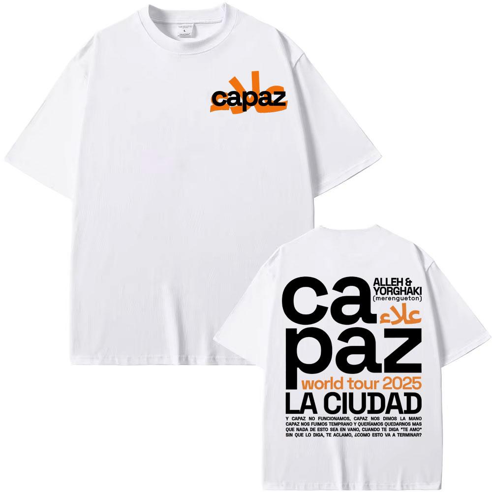Alleh & Yorghaki La Ciudad Ca Paz Worid Tour 2025 Print T-shirt for Men and Women Hip-hop Summer Print 100% Pure Cotton T-shirt