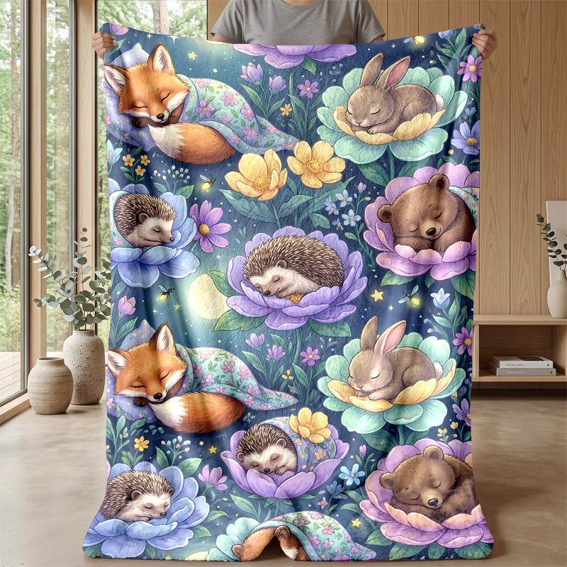 Nachtaktive Tiere Ruhend Thema Decke Leicht Warm Flanell Decke Dekorative Überwurfdecke für Heimdekoration