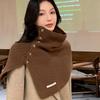 Button Scarf Women Autumn Winter Korean Style All-Match Warm Neck Cover Outer Wear Split Knitted Scarf