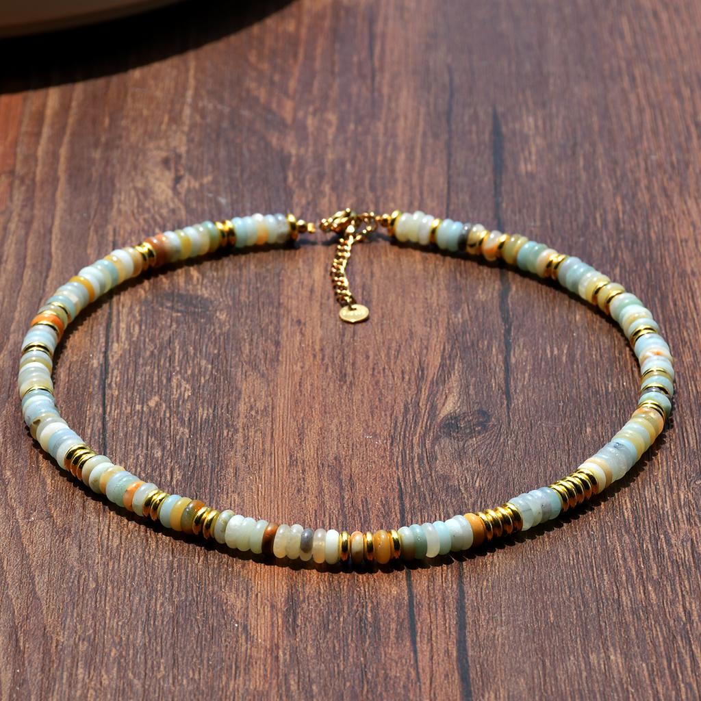 Colorful Natural Stone Beaded Necklace Bohemian Women's Fashionable Sweet And Personalized Handmade Zircon Festvial Party Gift