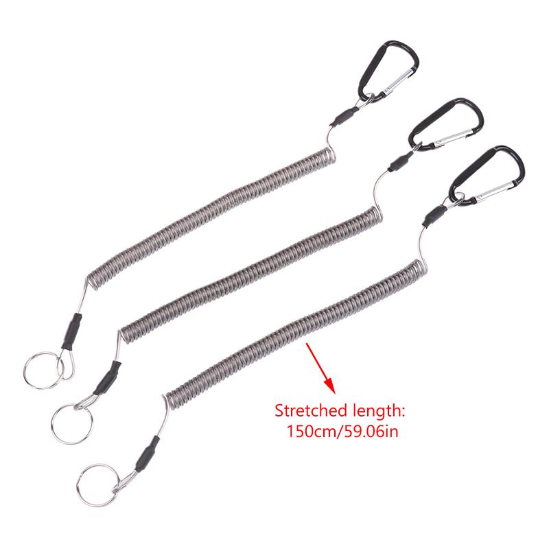 5Pcs Fishing Lanyards Fishing Tool/Pole Safety Coil Lanyard Retractable Wire Rope Buckle Fishing Anti-Lost Lanyard Rowing Rope