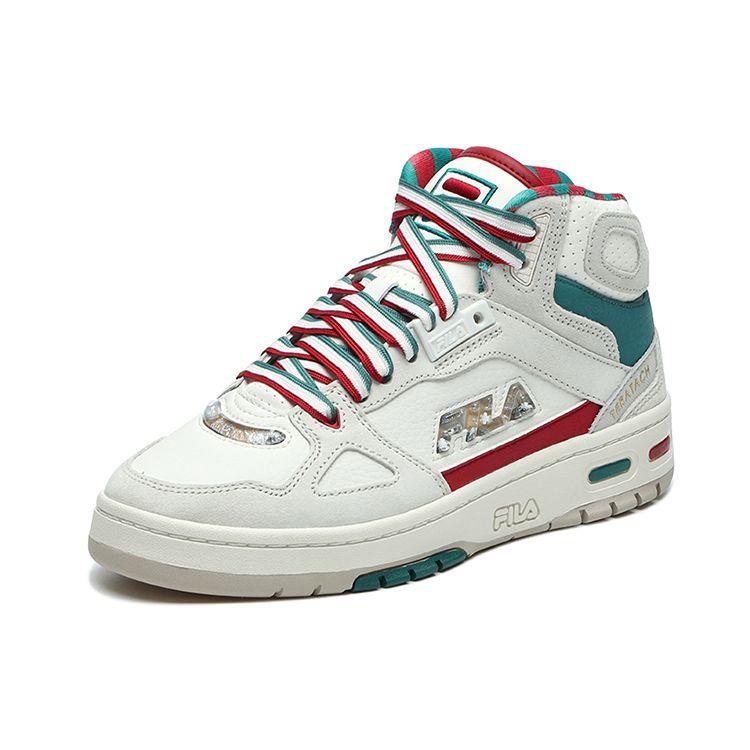 X FILA FUSION Teratach X Mas Skóra syntetyczna Wygodne Amortyzujące Odporne na ścieranie Średnio wysokie Retro Buty do koszykówki Damskie sneakersy T12W219107FBD