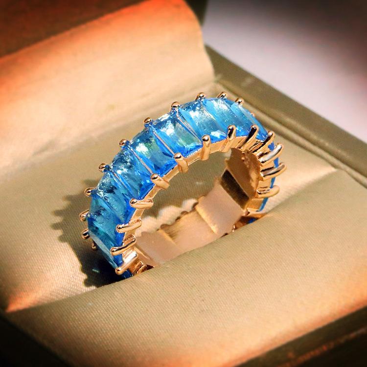 Yiwu Jewelry Aaa Square Zircon Color Plated, Real Gold Ring
