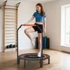 Mini Trampoline With Height Adjustable Handlebar LCD Monitor Steel Black And Red Diameter 102 X 99 123 Cm