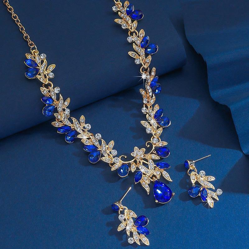 3pcs Women's Elegant Jewelry Set Suitable for Party Banquet Luxury Dress Accessories Holiday Gifts Fashion Necklace Earrings Set