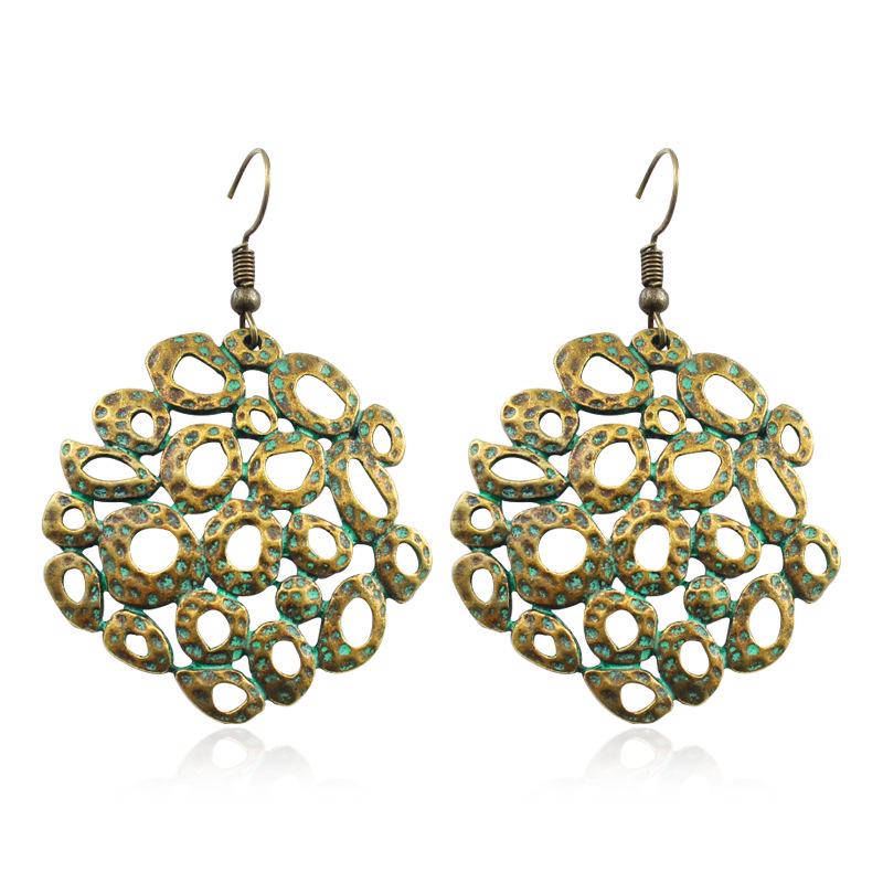European Retro-Style Irregular Carved Alloy Earrings